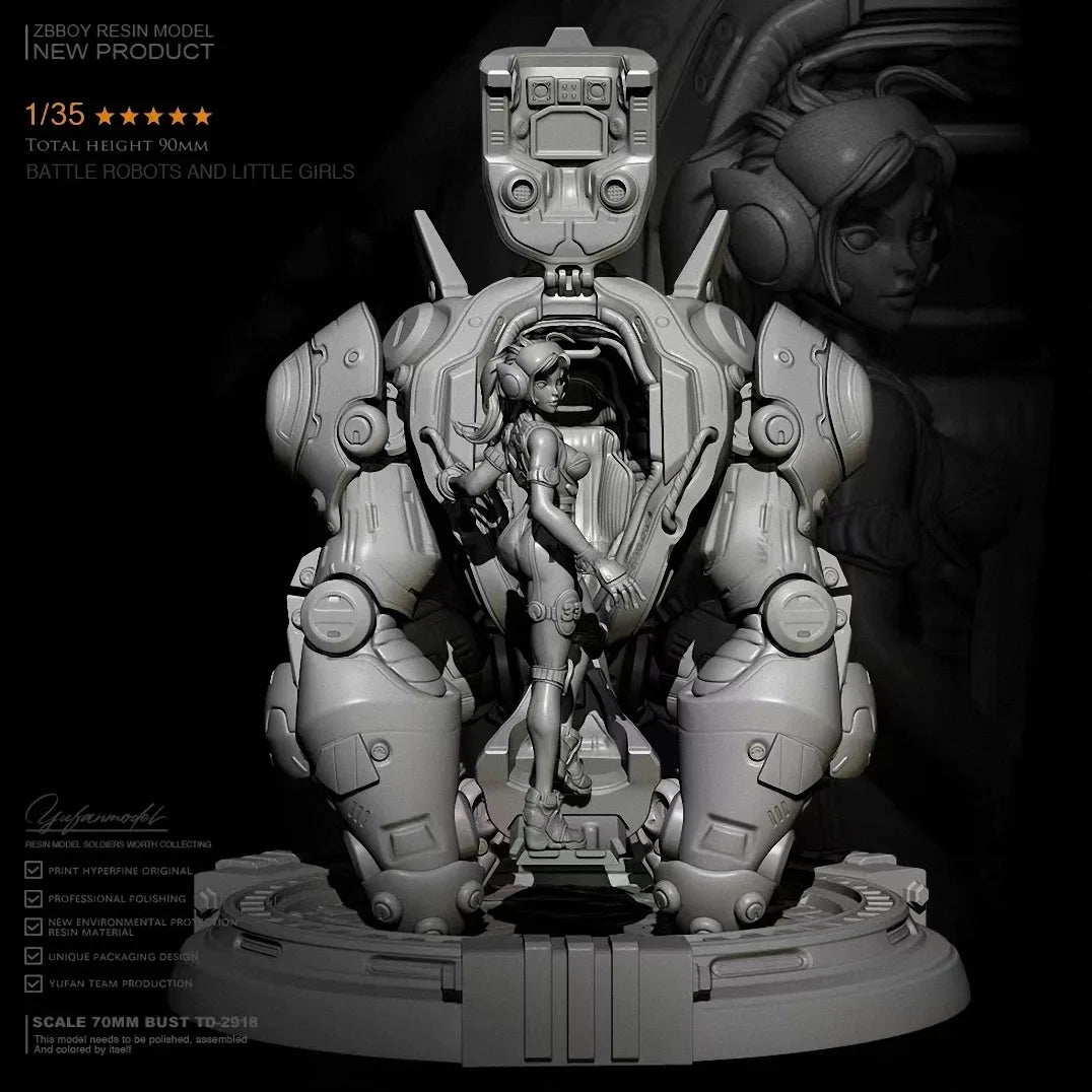 Producer Robot and Little Girl Resin Model Kit, 60 mm Scale