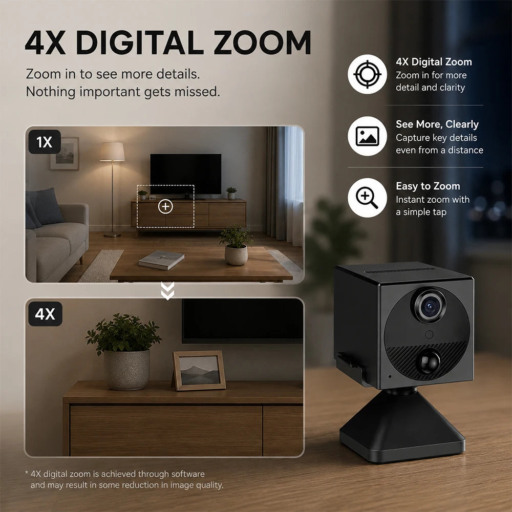 Built-in EU 4G Sim Card Portable Battery Security 3MP Indoor PIR Motion Detection 940NM Infrared Camera UboxPro APP Remote View