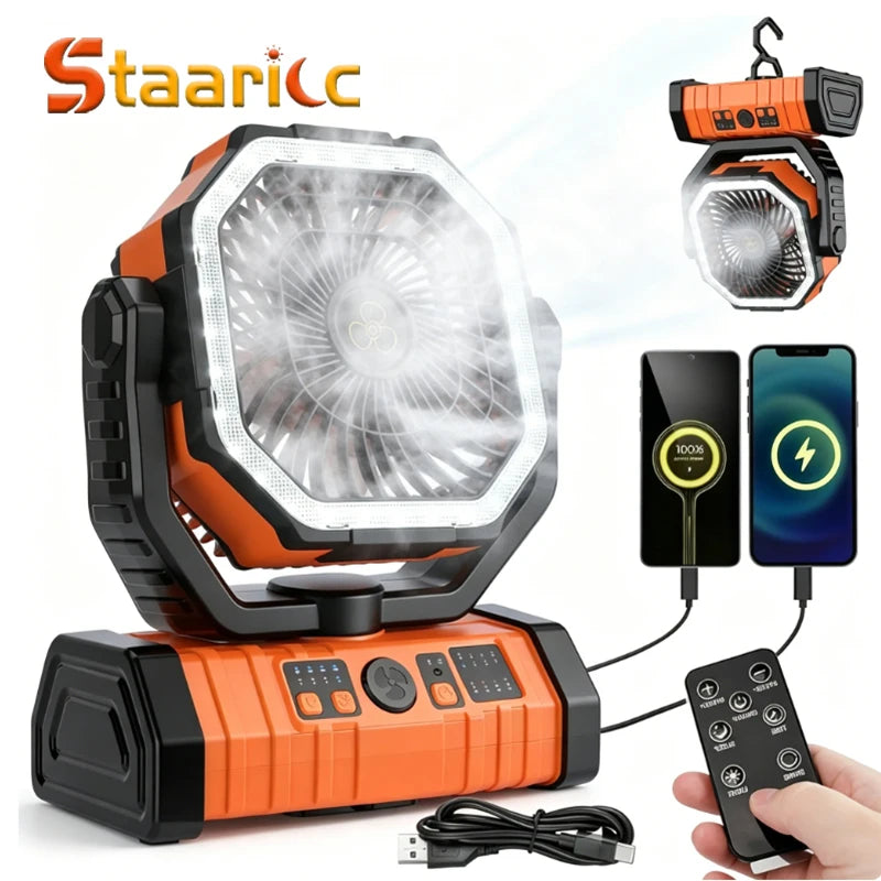 20000mAh Rechargeable Portable Fan with LED Light