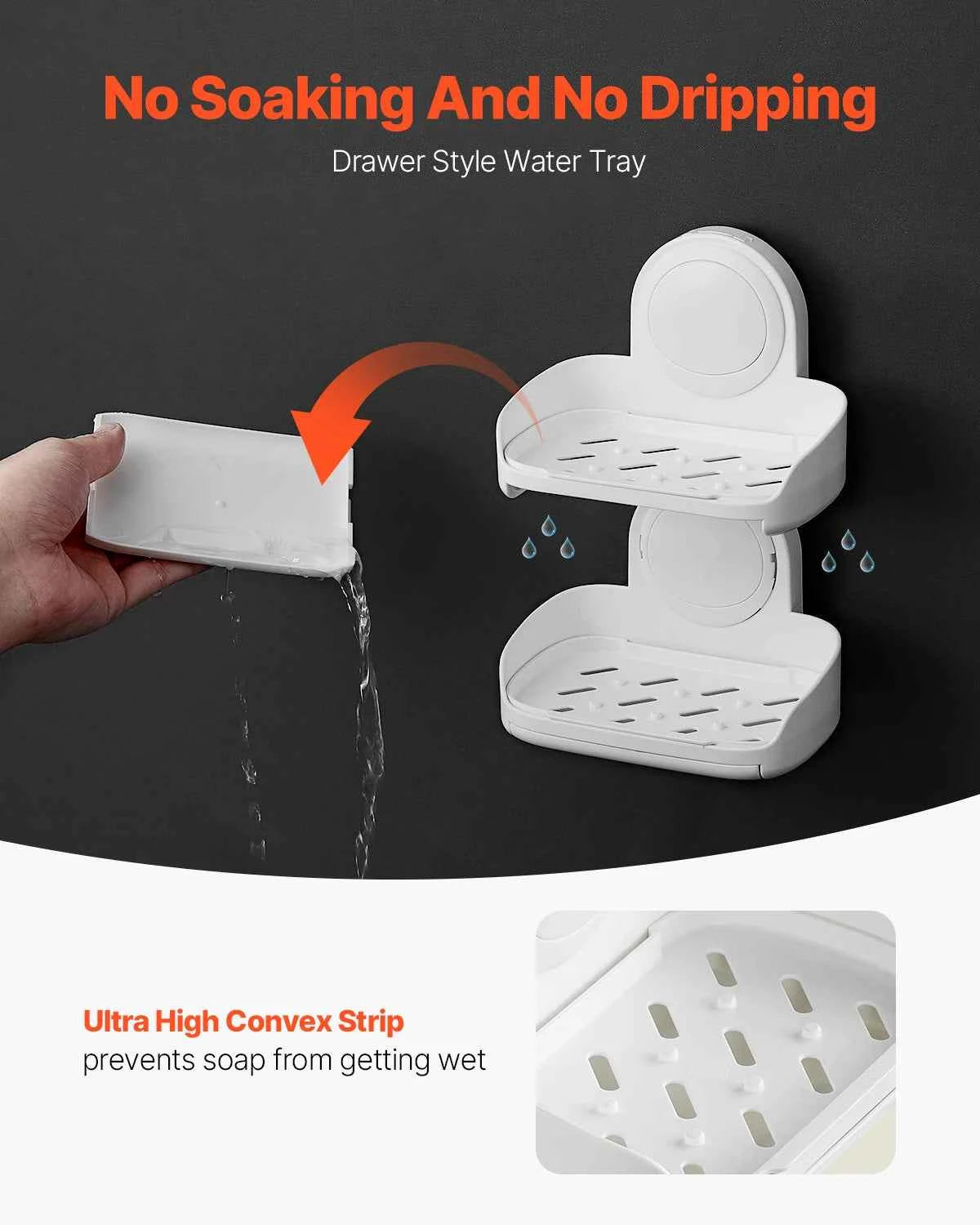 Double Layer Wall Mounted Soap Holder with Suction Cup
