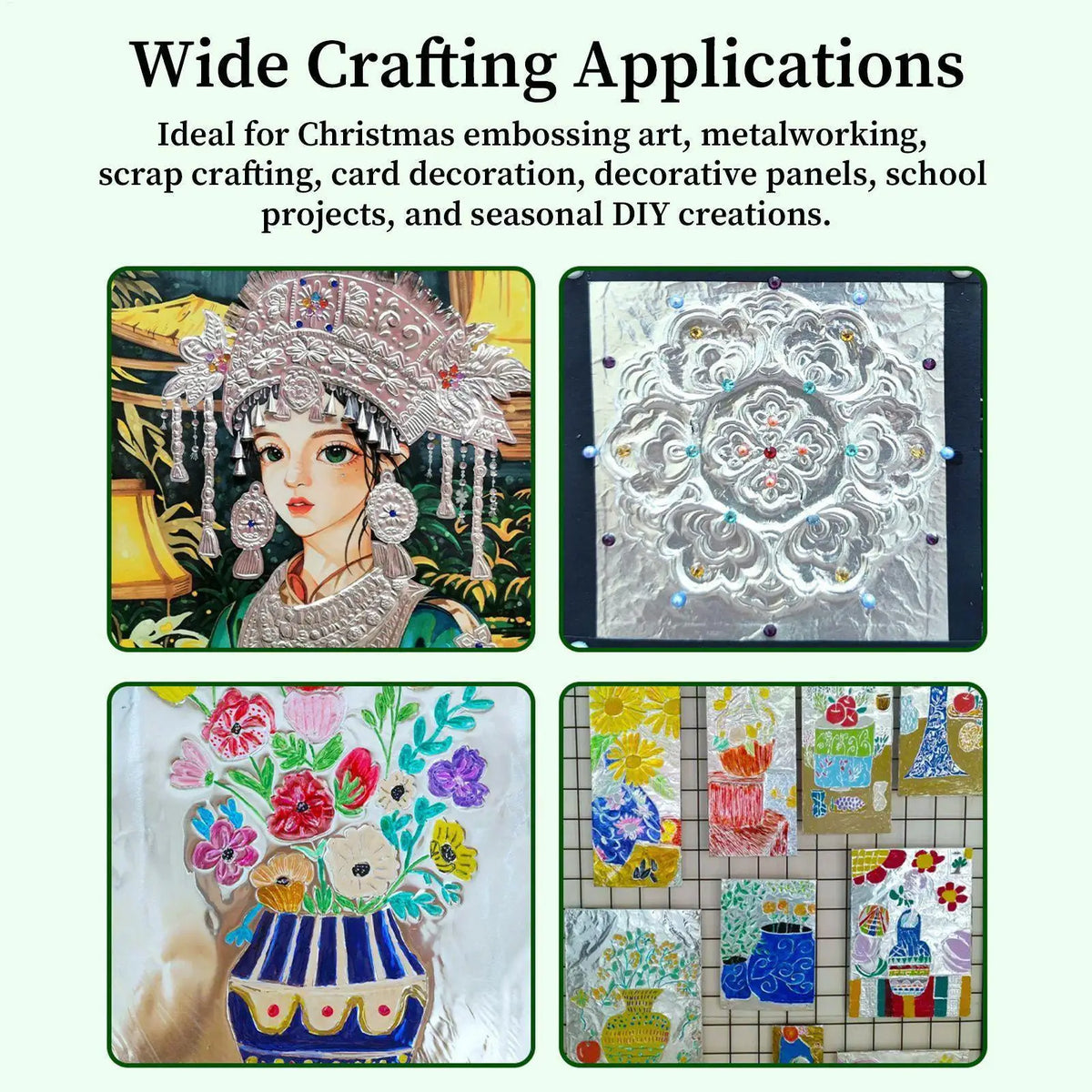 Aluminum Foil Embossing Art Tools Reusable Beginner Craft Kits for Painting Classroom Projects Greeting Card Making Home Decor