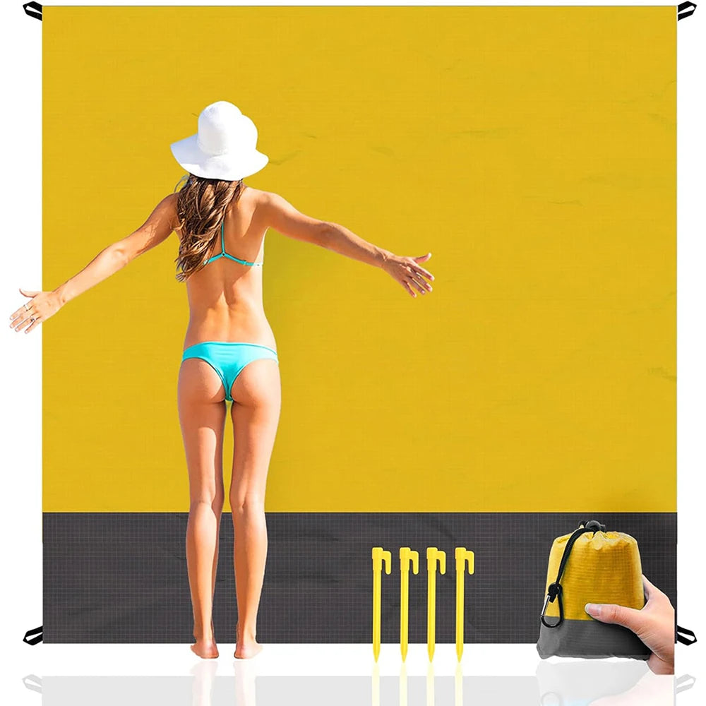 Manta impermeable para picnic de bolsillo de 200x210 cm, manta para playa sin arena, para camping, picnic al aire libre, cubierta plegable para tienda, ropa de cama