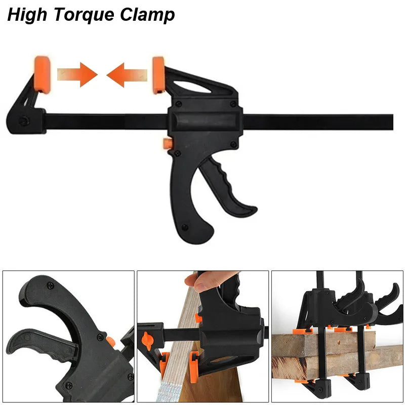 Woodworking Clamp F Hard Quick Release Ratchet Speed Squeeze Clip Kit Long Carpenter Set Nylon Gadget Work Bar Hand Tool 4inch