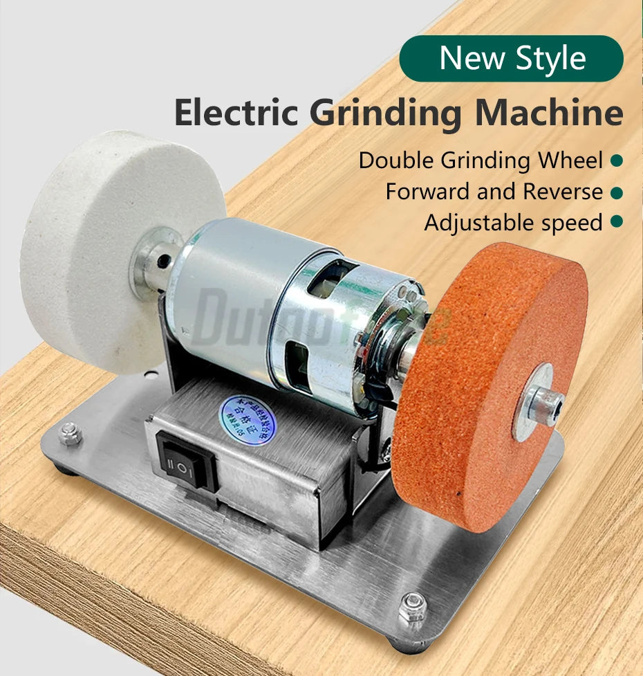 100W Double Grinder Machine Artifact Table Grinder Motor Micro Coarse and Fine Polishing Electric Grinding Wheel Grindig Stone
