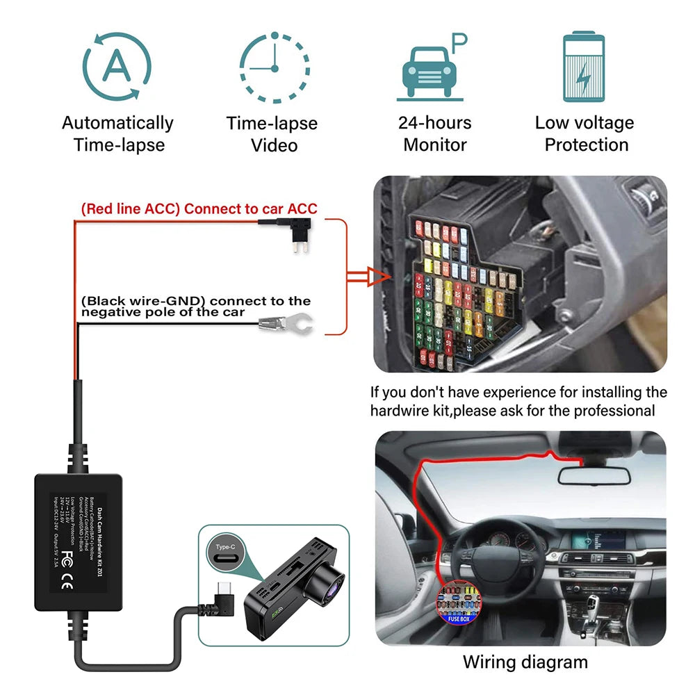 4 Channel Dash Cam 360° Car Video Recorder with Night Vision and Parking Monitor