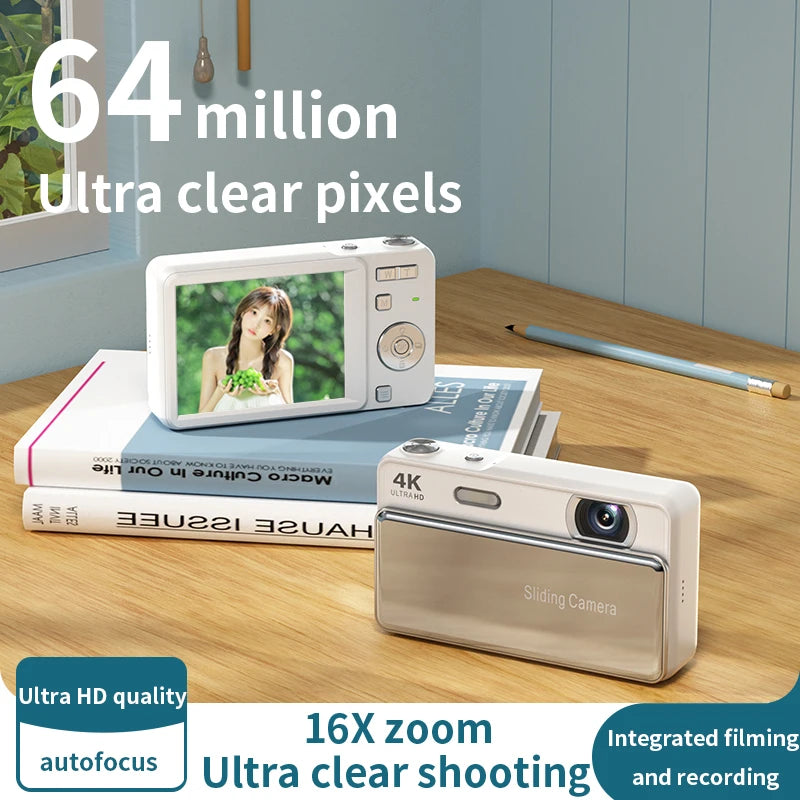 New Sliding Digital Camera CCD Campus 4K High-Definition Camera for Taking Photos and Recording Integrated Student Card Machine