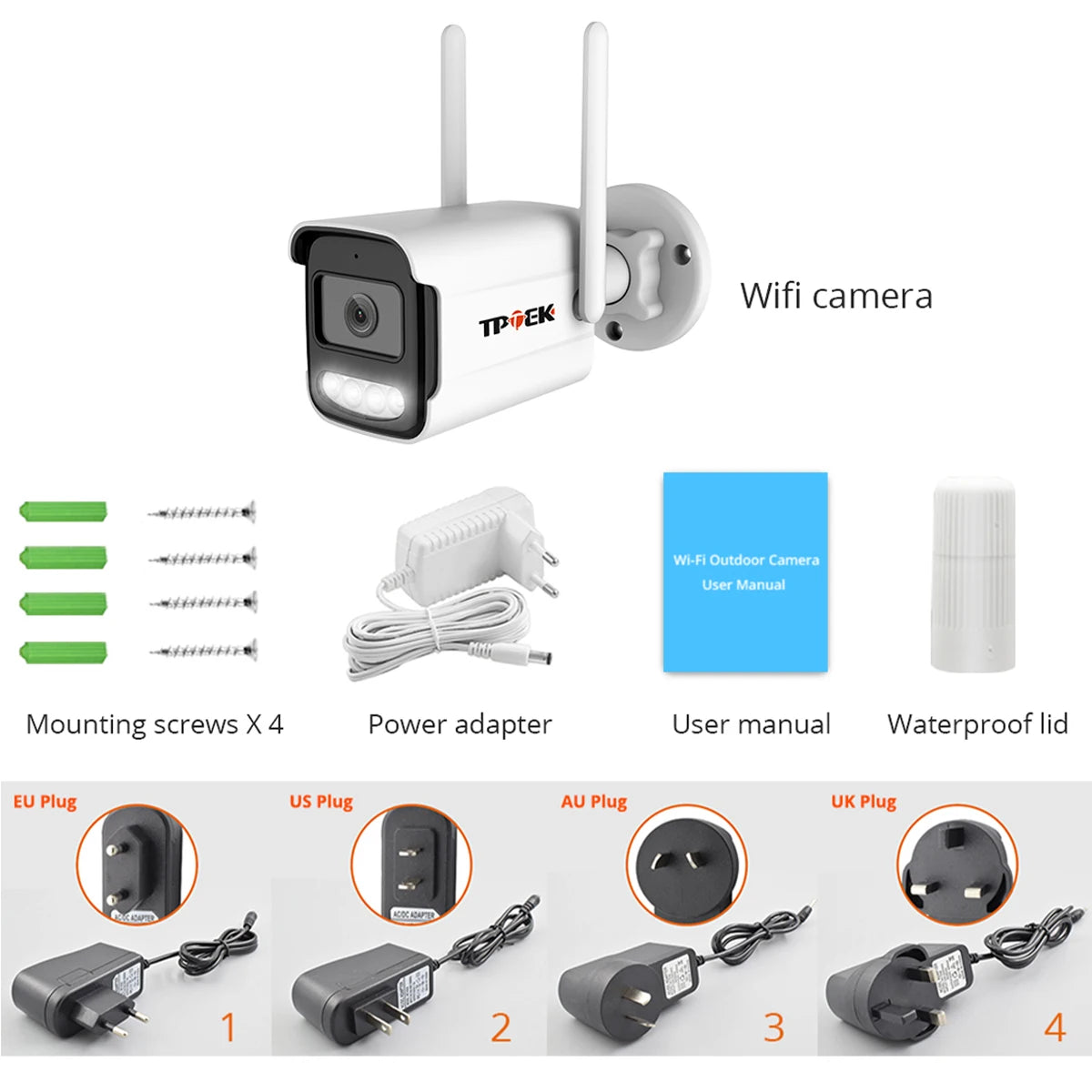 4K 8MP udendørs WiFi-sikkerhedskamera vandtæt