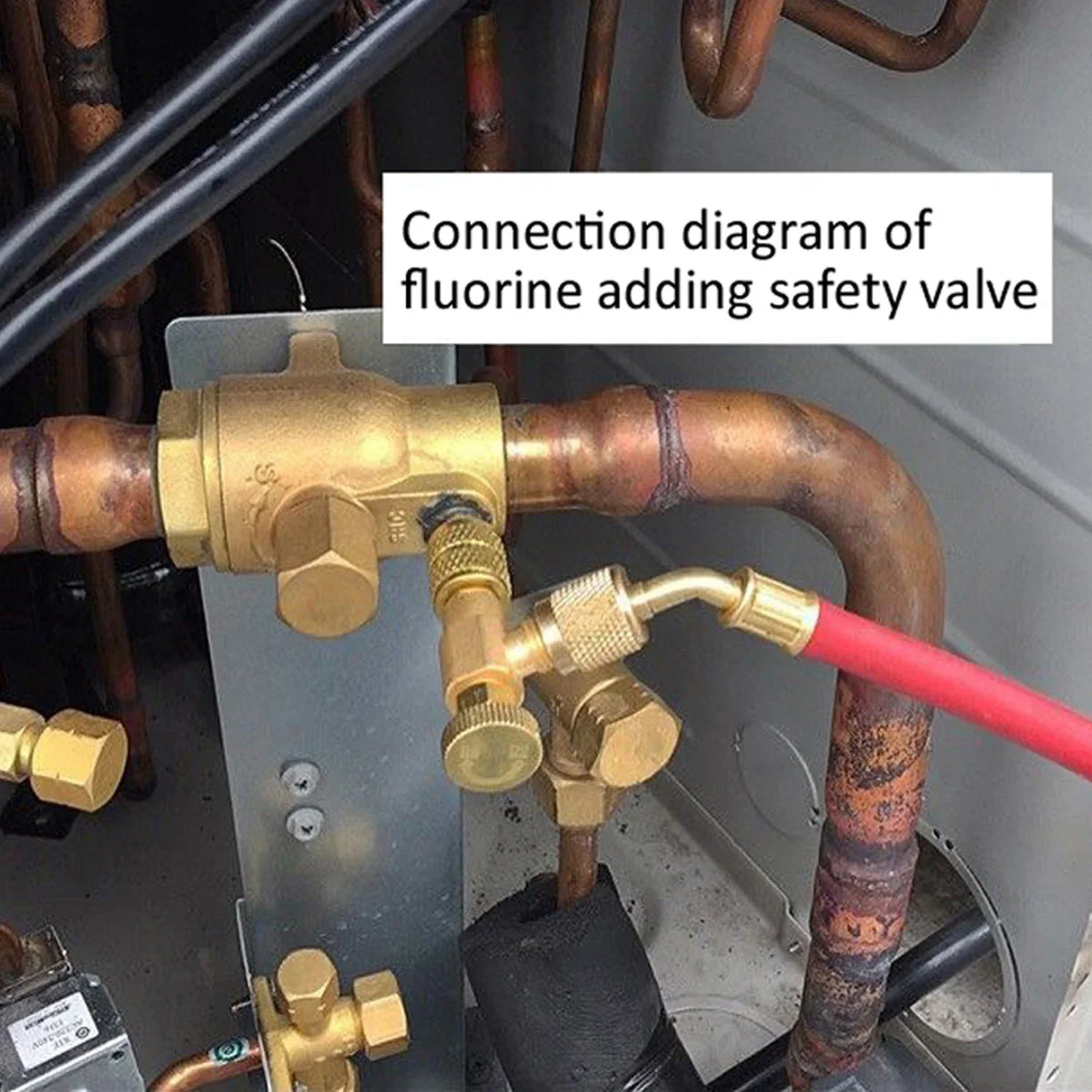 Valve de sécurité liquide R410A R22 Frigorifique Connecteur de sécurité 1/4 "Adaptateur de sécurité Réparation de climatisation et fluide liquide