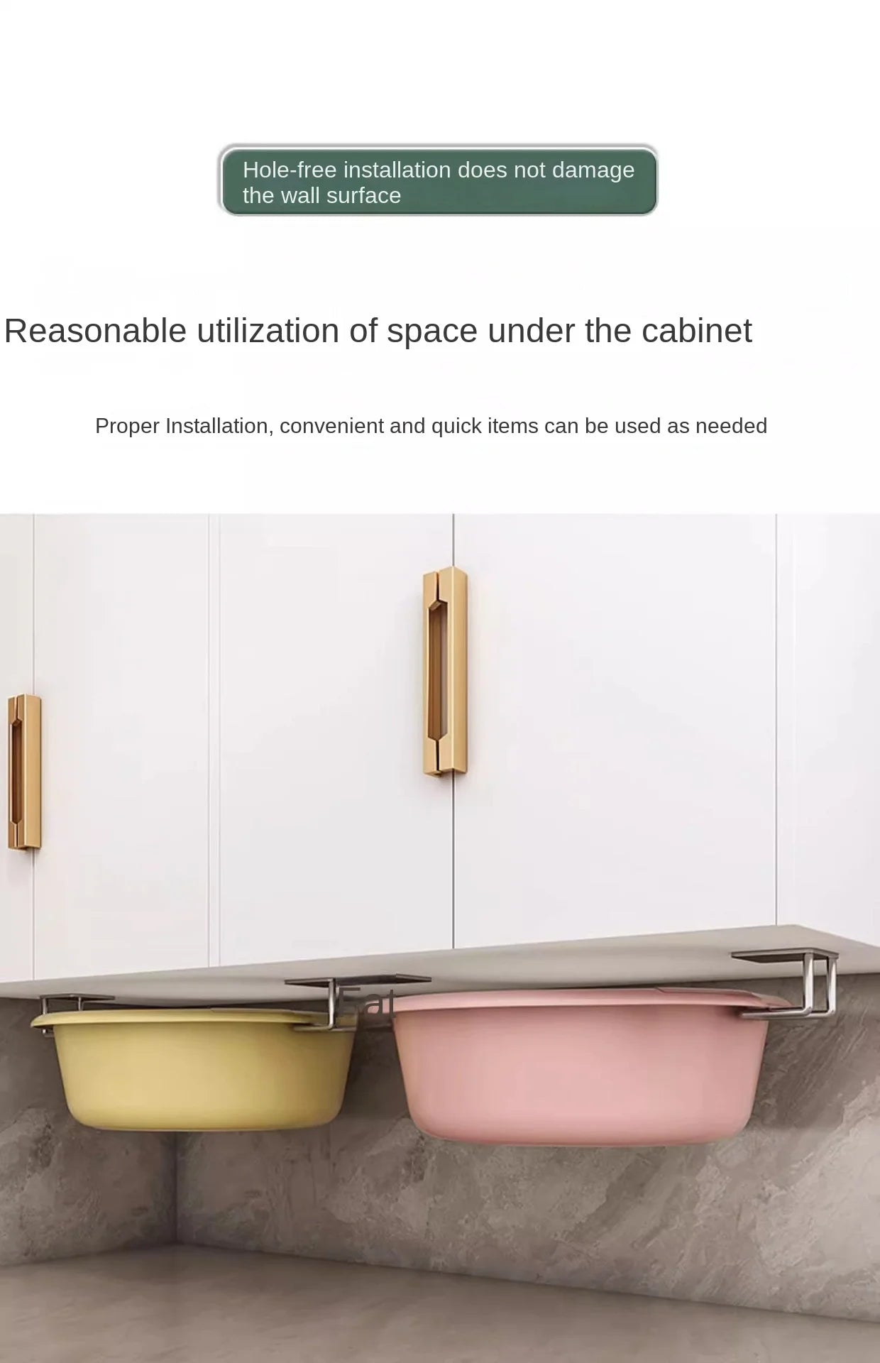 Kitchen Non Perforated Stainless Steel Storage Rack, Wall Mounted Pot Cover Rack, Cabinet Bottom Cutting Board Storage Rack