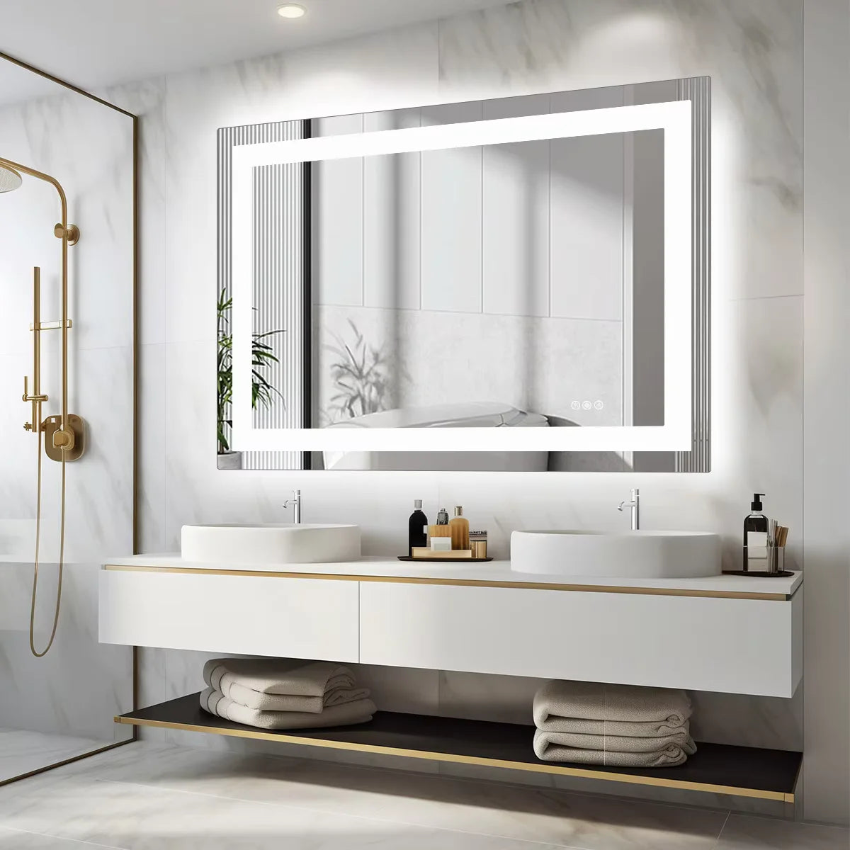 36x24 LED Bathroom Vanity Mirror with Anti-Fog & Adjustable Lighting