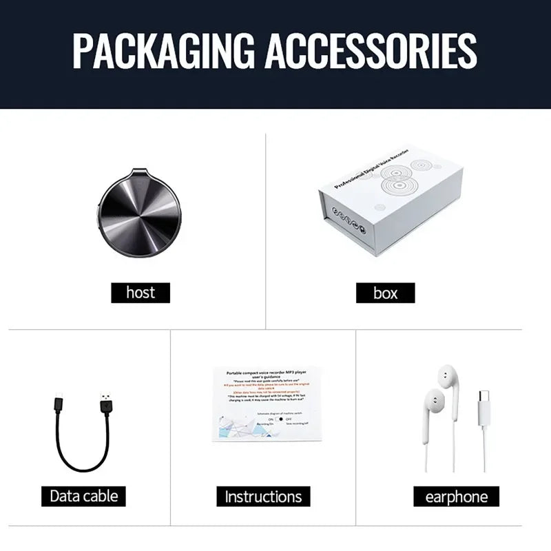 4GB-64GB Mini Keychain Voice Actiaved Recorder Portable HD Noise Reduction Microphone Digital Audio Sound Recording MP3 Player