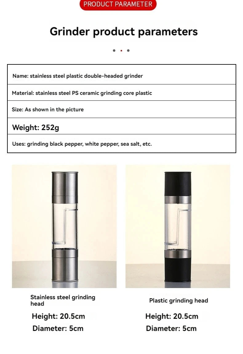 Two-in-One Salt & Pepper Mill with Ceramic Grinders