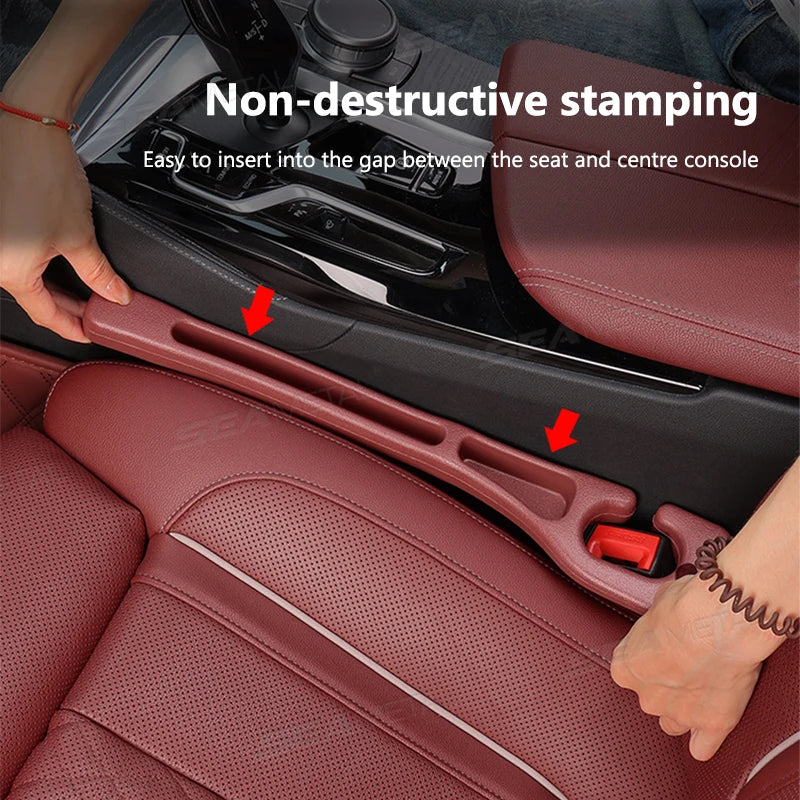 SEAMETAL 2Pcs Car Seat Gap Filler Organizer Flexible Center Console Crevice Filling Strip Seat Side Filler with Expandable Hole