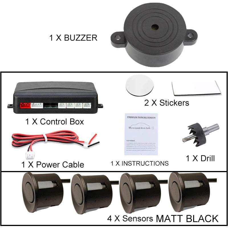 12 V Einparkhilfe-Set - Vier Sensoren mit 22 mm