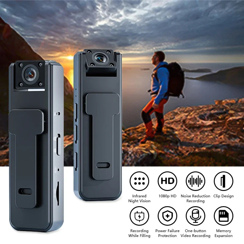 Outdoor Back-Clip Night Vision Recorder 1080p with Rotatable Lens