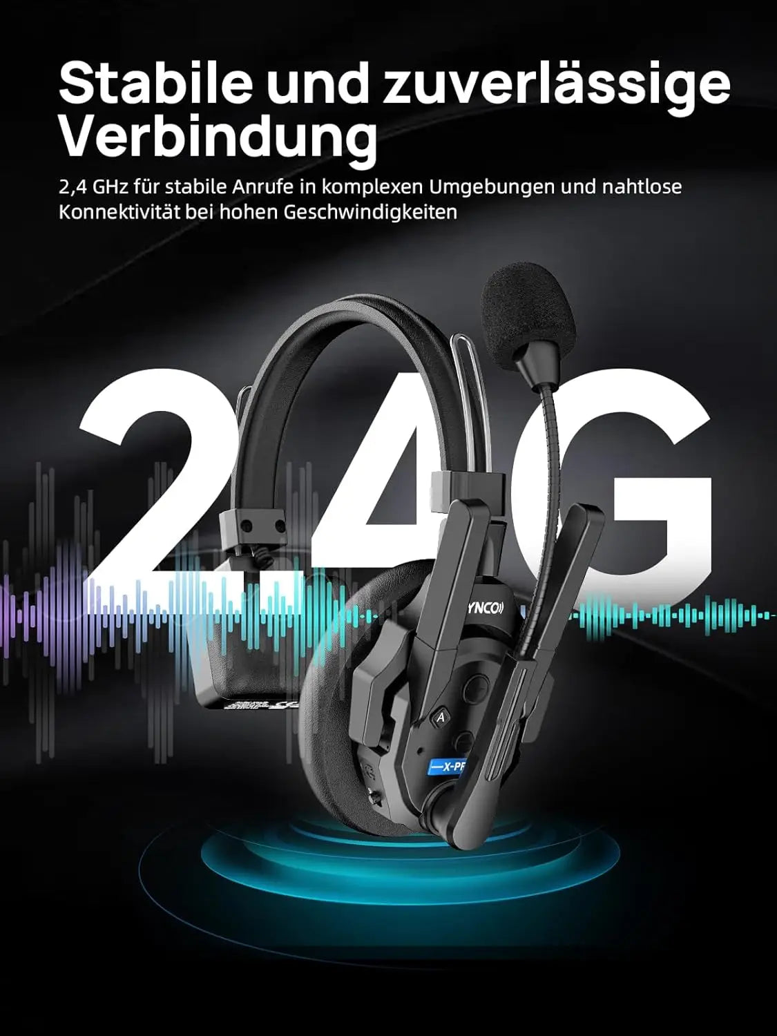 【US STOCK】 SYNCO XTALK XPRO2 Wireless Intercom Headset System, 2 Person 2.4GHz Wireless Communication Headset 500m/1640ft with Noise Reduction Program Production Live Show