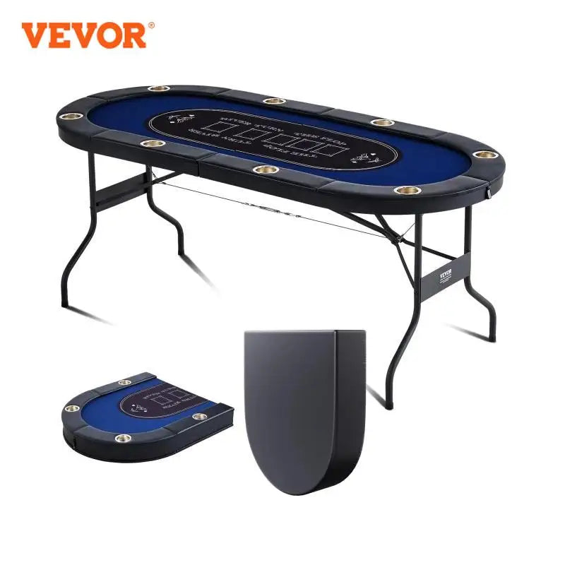 8 Player Foldable Poker Table with Cup Holders & Padded Rails