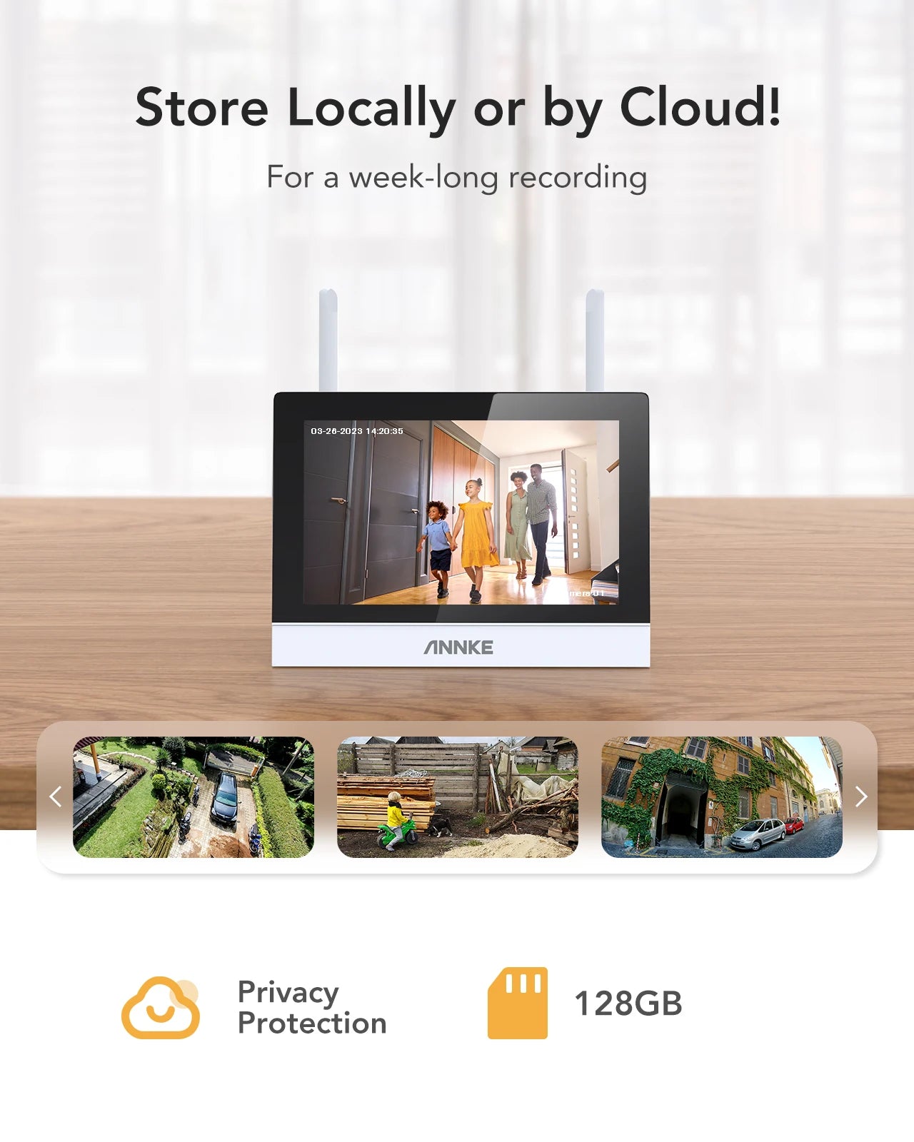 ANNKE 4-Camera Wireless NVR Security System with 7" Monitor
