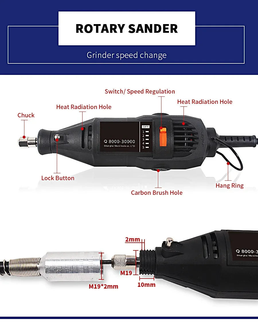 JANGKLIFE 110V 220V Power Tools Electric Mini Drill Die Grinder Engraver Polisher with Rotary Tools Set Kit For 3000 4000