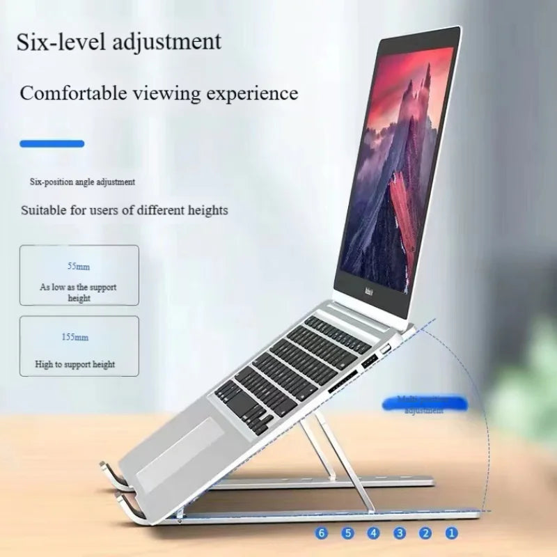 Foldable Aluminium Laptop Stand with Six Height Settings