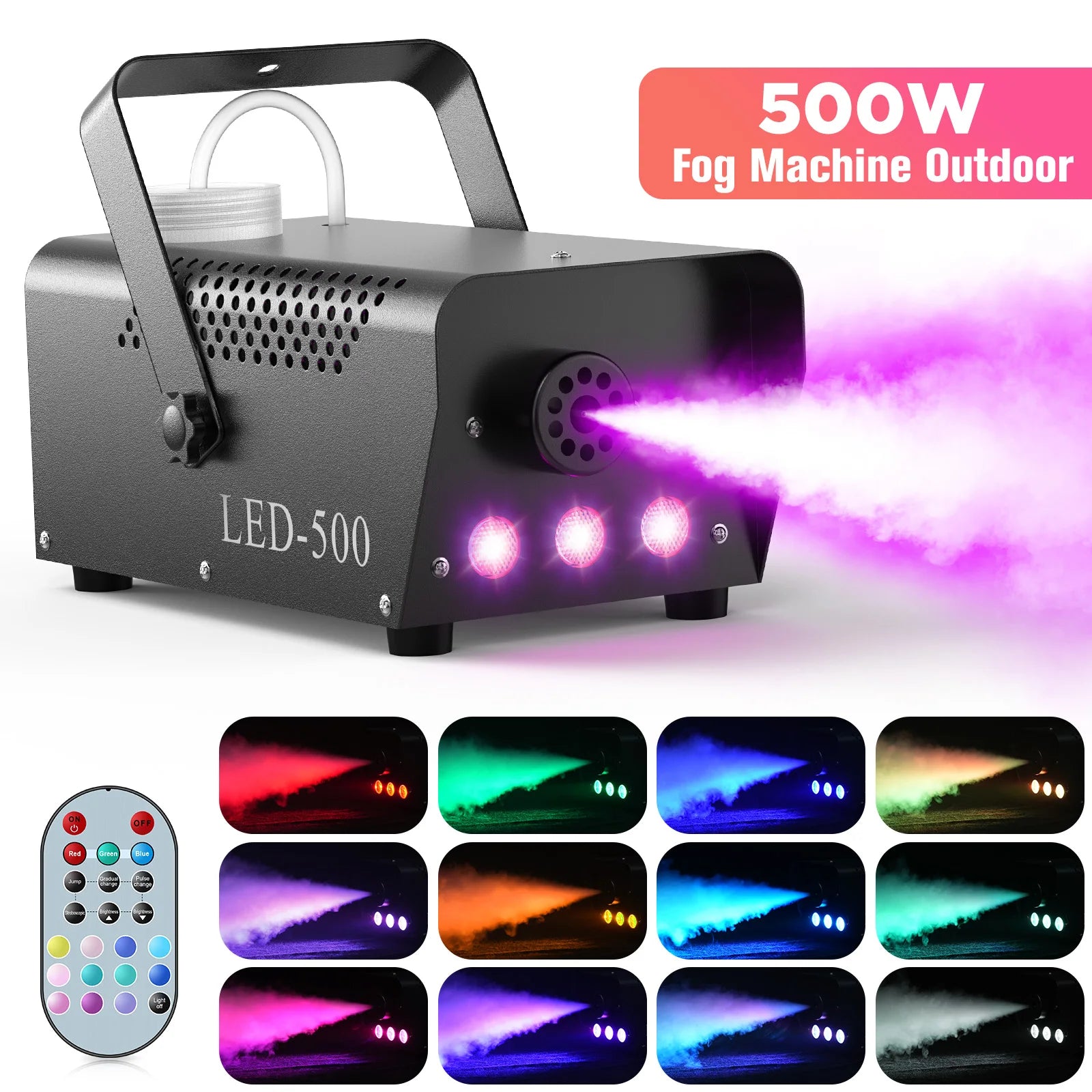 U'King 500W RGB Fog Machine with Remote Control