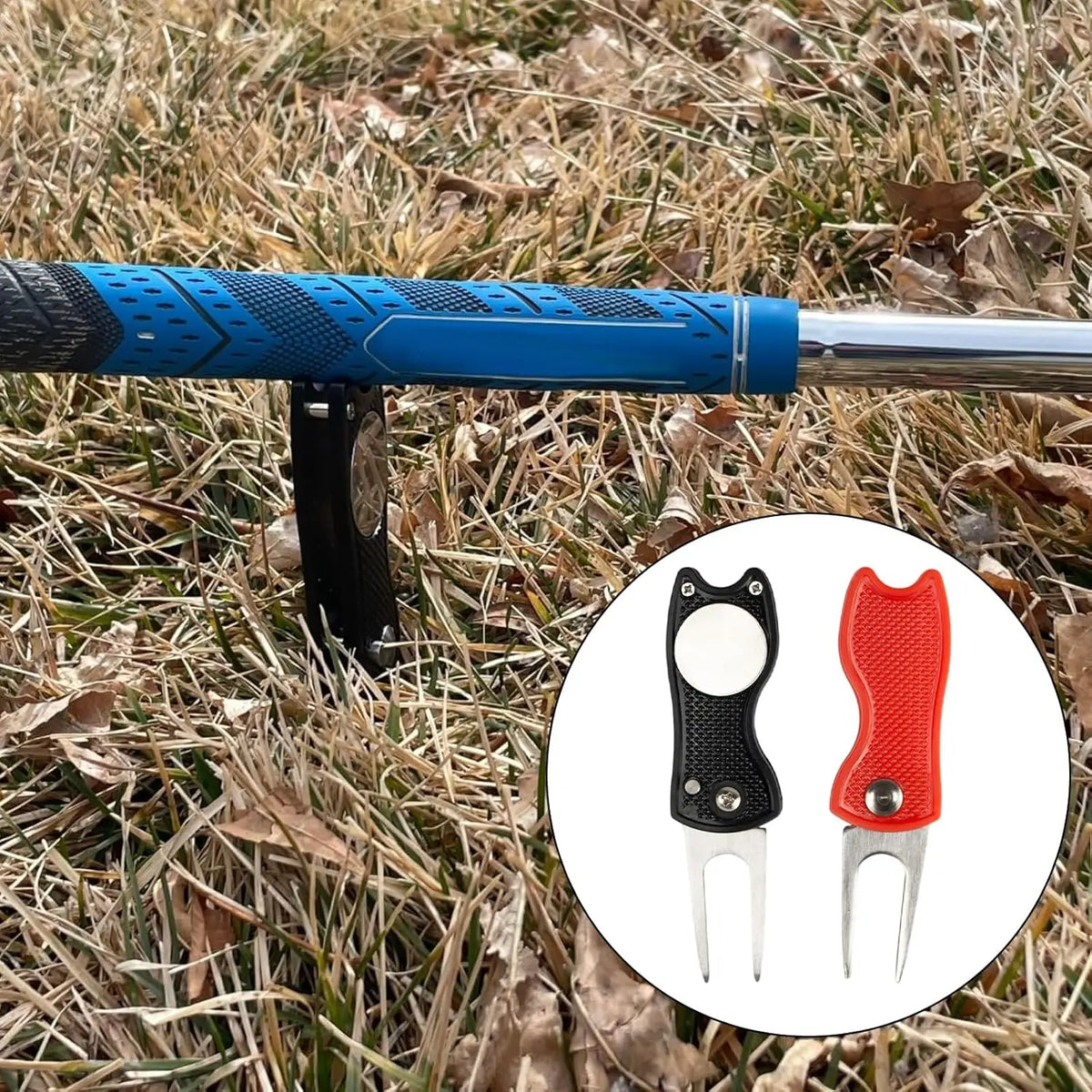 Folding Golf Divot Tool with Magnetic Ball Marker