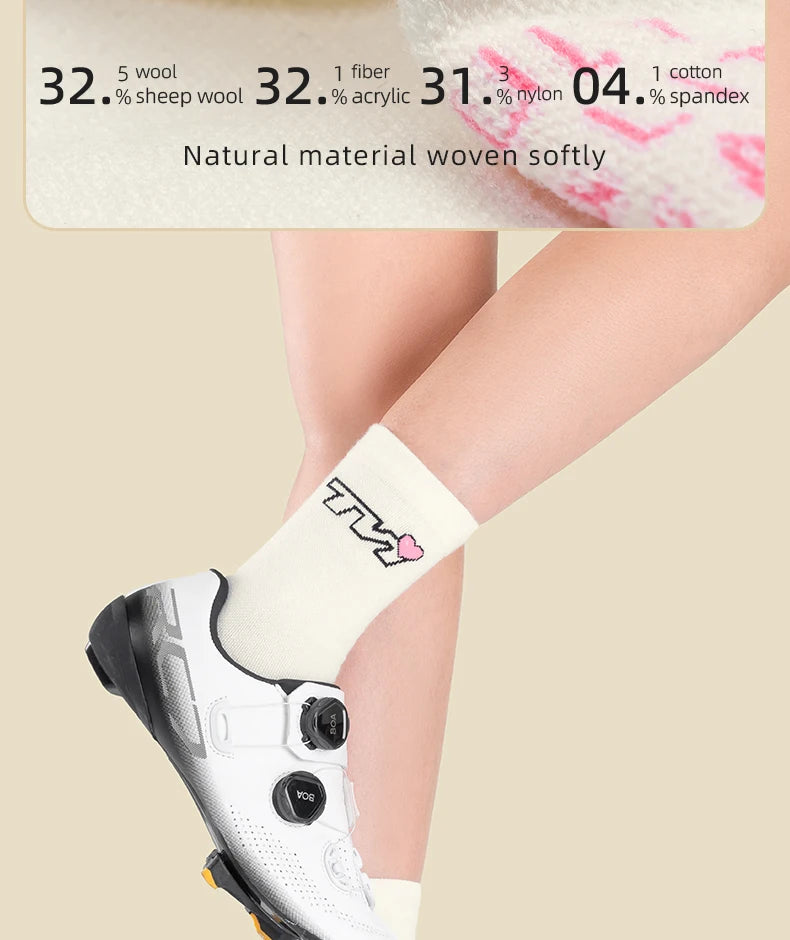 Wool Cycling Socks Moisture-Absorbing Warm Socks for Riding & Hiking
