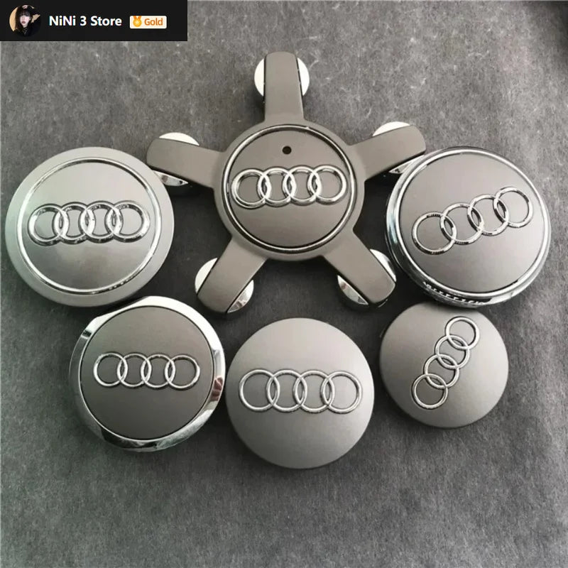 Капачки за центъра на джантите AUDI 4 бр./комплект 60 мм 61 мм 68 мм 69 мм 135 мм Стайлинг за кола Емблема за A3 A4 A5 A6 A7 A8 S4 Автоаксесоари