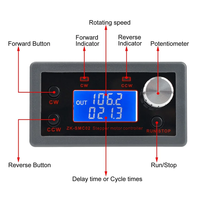 ZK-SMC02 Stepper Motor Controller and Driver with LCD