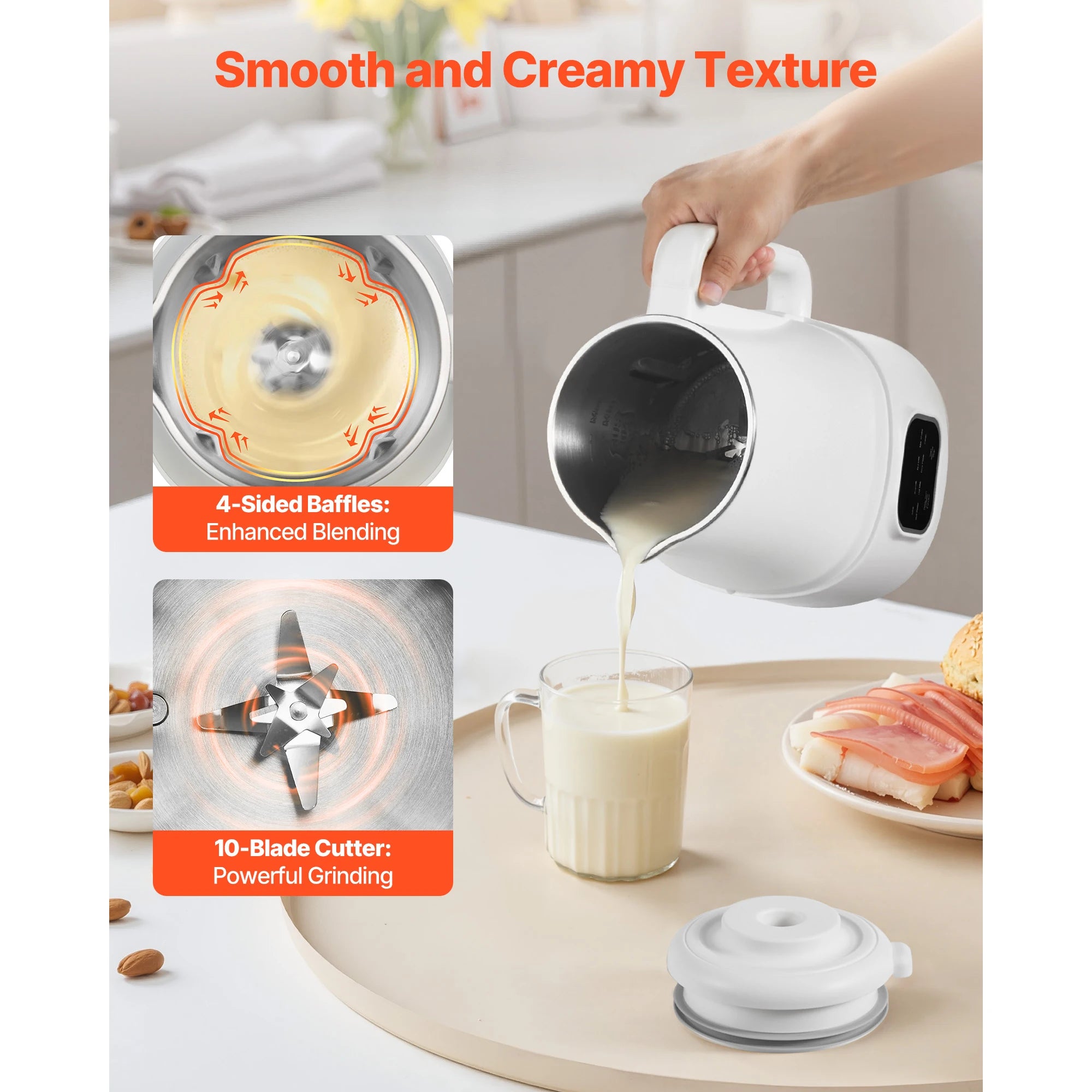 Preparatore di Latte di Noci 8-in-1 da 34oz con Autopulizia e Timer da 12h