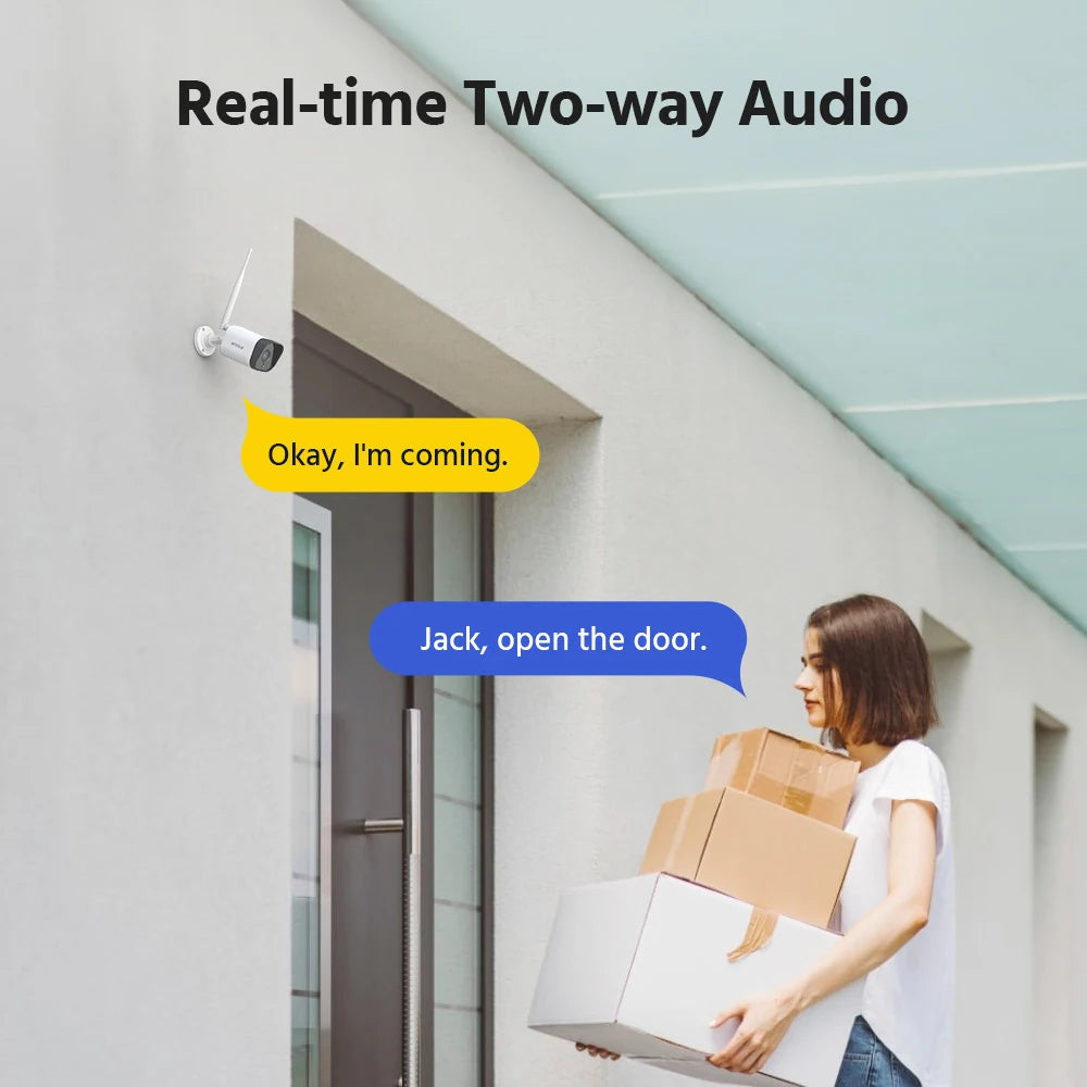3MP Wireless Security Camera System with 7" Touch Screen, 4CH NVR and 2 Outdoor Cameras