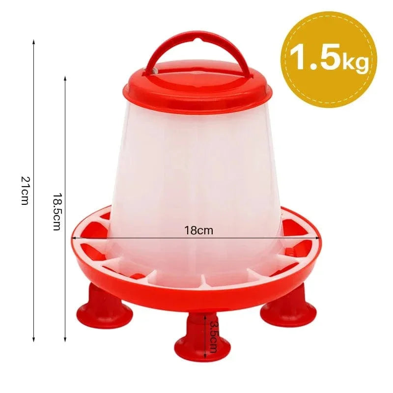 1.5kg Chicken Duck Feeder Bucket With Leg Poultry Food Fountain Chicken Chick Hen Lid Handle Feeding Watering Supplies