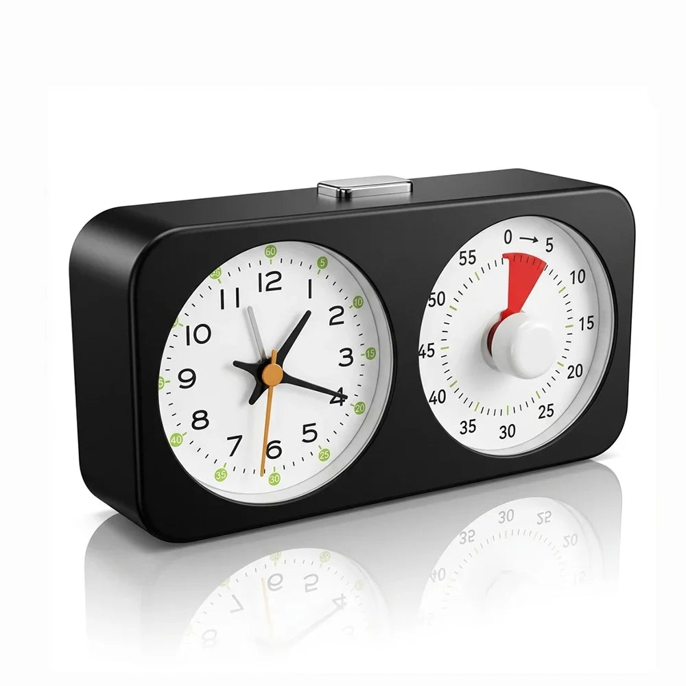 Quartz Desk Clock with 60-Minute Countdown Timer
