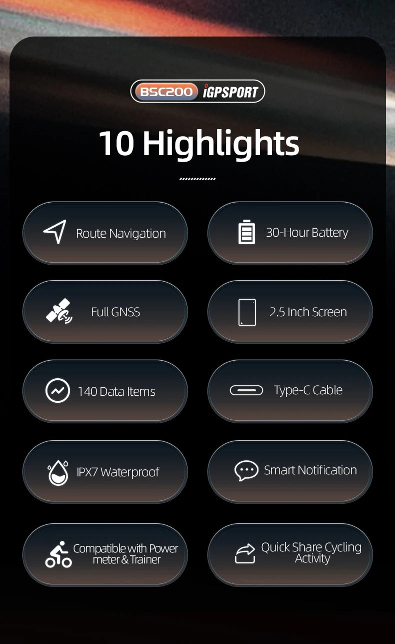 IGPSPORT BSC200 GPS Bicycle Computer Cycling Odometer Wireless Speedometer Route Navigation ANT + Bluetooth5.0 Accessories