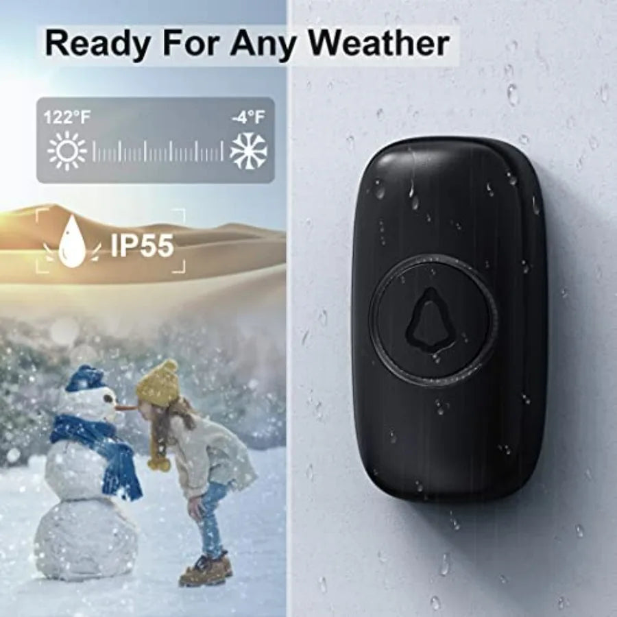 Wireless Doorbell with 52 Chimes and 110dB Loud Plug-In Receiver