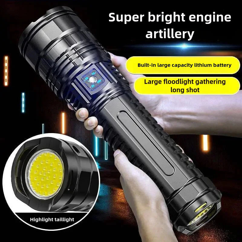 Rechargeable LED Flashlight with 200m Beam & 25000mAh Battery