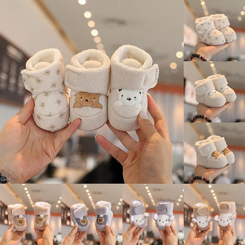 Cute Bear Baby Shoes Soft Plush Winter First Walkers