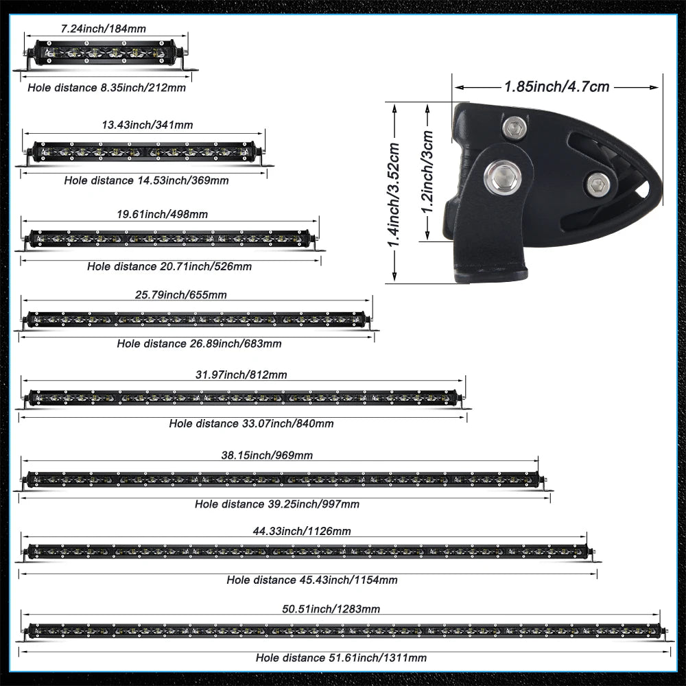 HL 6D Ultra Strip LED Light Bar 8-50inch LED Driving Fog Lamp Work Light Bar 4x4 Led Bar for Motorcycle Offroad SUV ATV Tractor