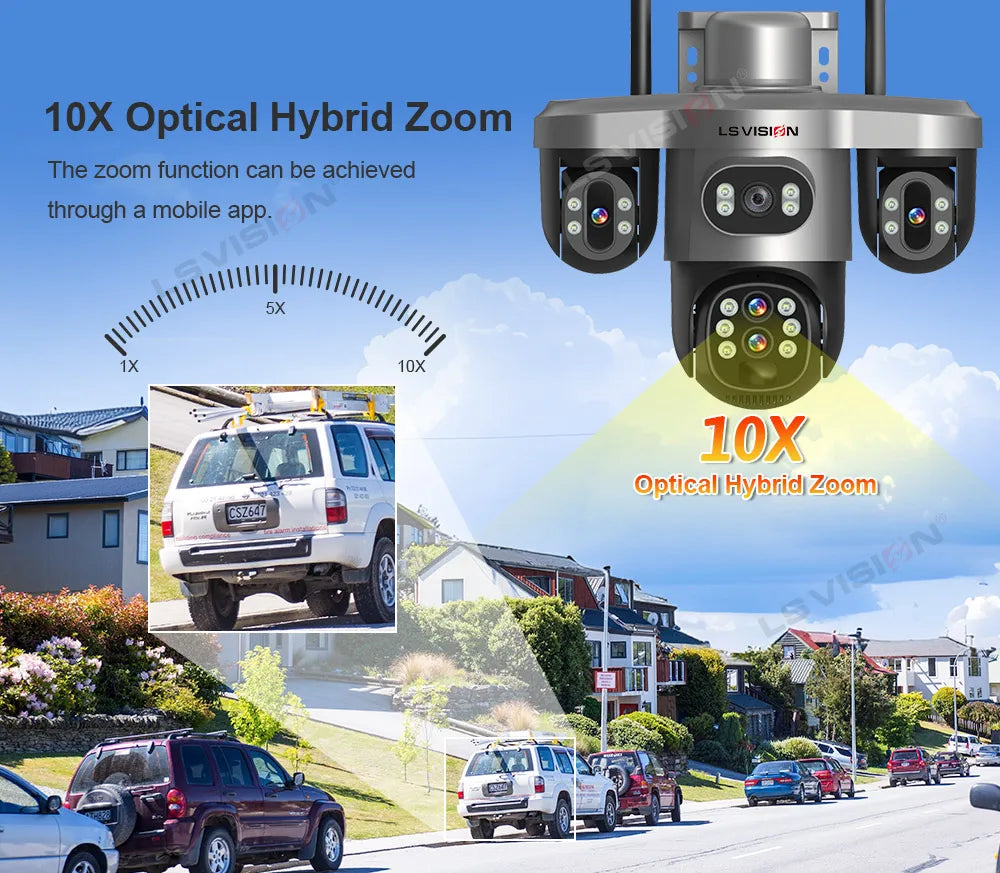 Соларна охранителна камера 20MP с 10X оптично увеличение PTZ IP66