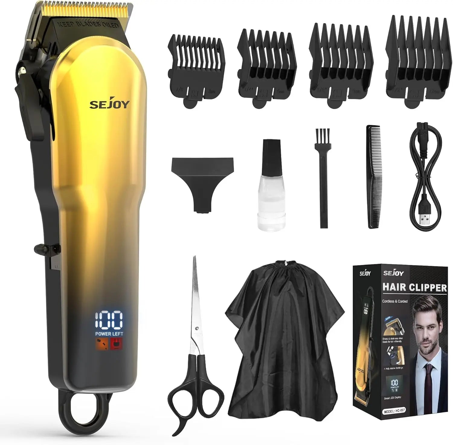 Hair Clippers for Men – Cordless Professional Grooming Kit