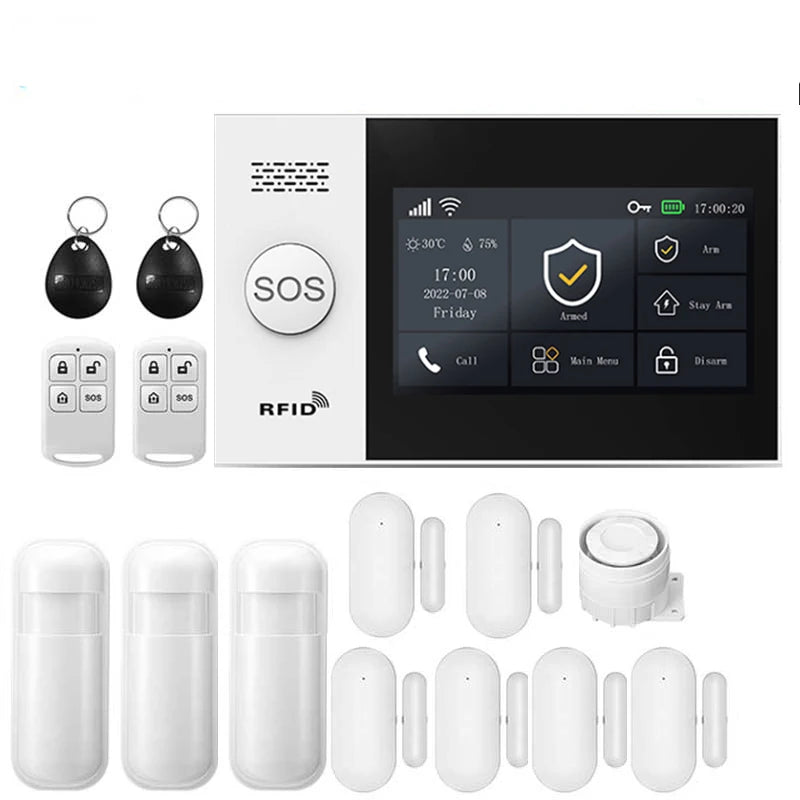 4.3-Inch Smart Home Alarm System with Touch Screen, WiFi, 4G, and Infrared Sensor