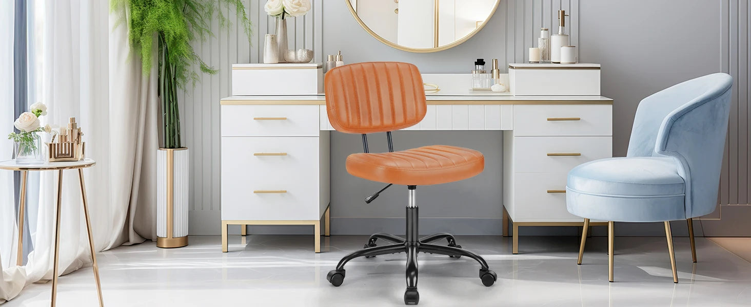 Armless Office Desk Chair with Lumbar Support & Swivel Wheels