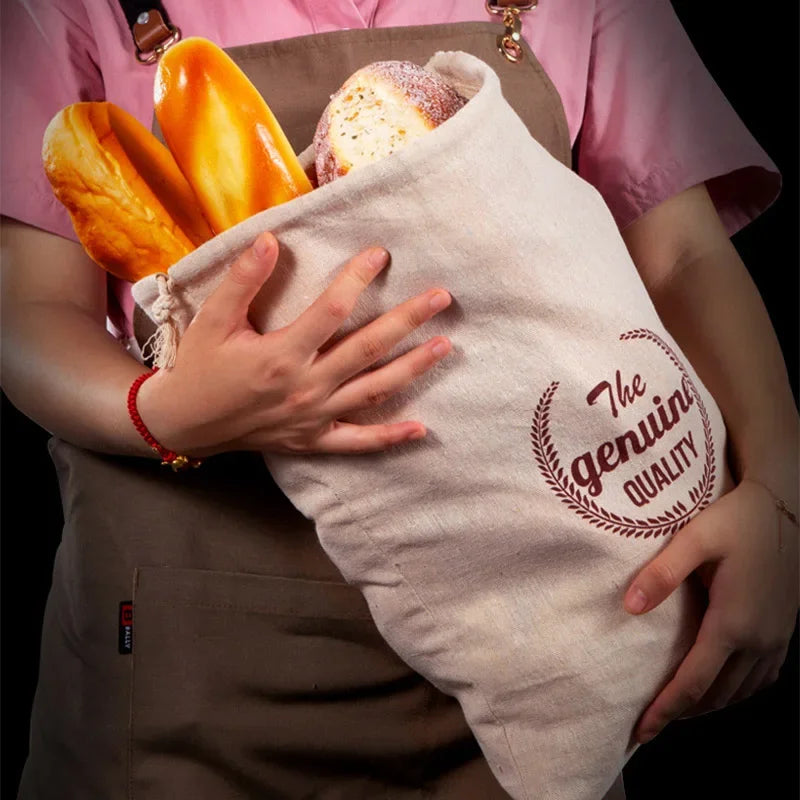 Reusable Linen Drawstring Bread Bag