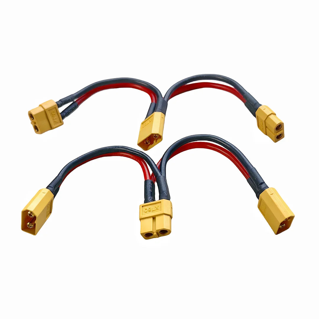 XT60 Parallel Battery Connector 3-Way 14AWG Silicone Wire Male/Female Dual Extension Y Splitter 100mm for Battery Charger Motor