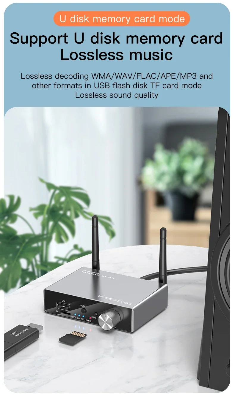 Transmisor y receptor de audio Bluetooth con control remoto