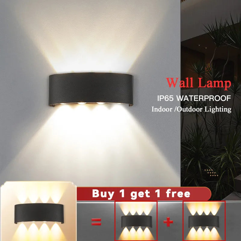 LED-vegglampe, IP65-vanntett innendørs- og utendørsbelysning, vegglampe for interiør, 6 W, 8 W, 12 W, til bad, ved sengen, i trapper og som dekorasjon