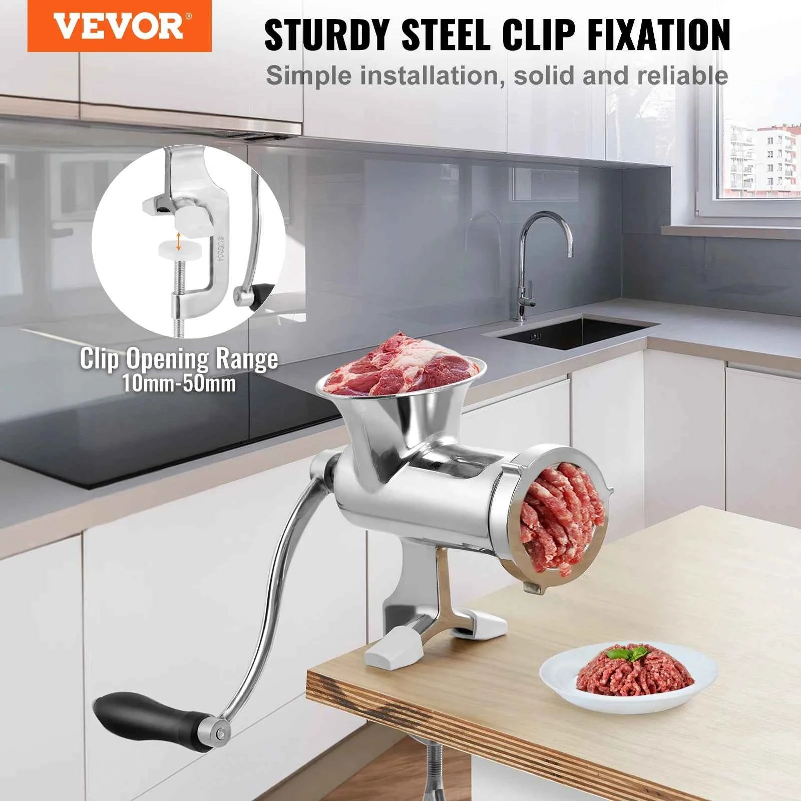 SucceBuy Manual Meat Grinder 304 Stainless Steel Hand Meat Grinder with Steel Table Clamp Meat Mincer Sausage Maker