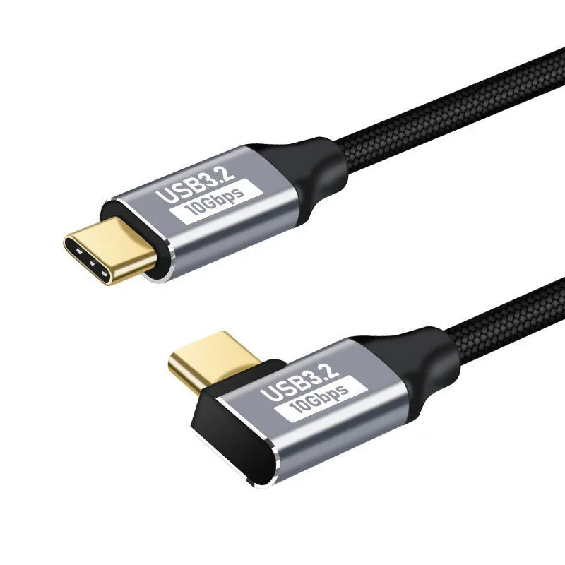 USB-C-forlængerkabel med vinklet stik, 100W og 10Gbps