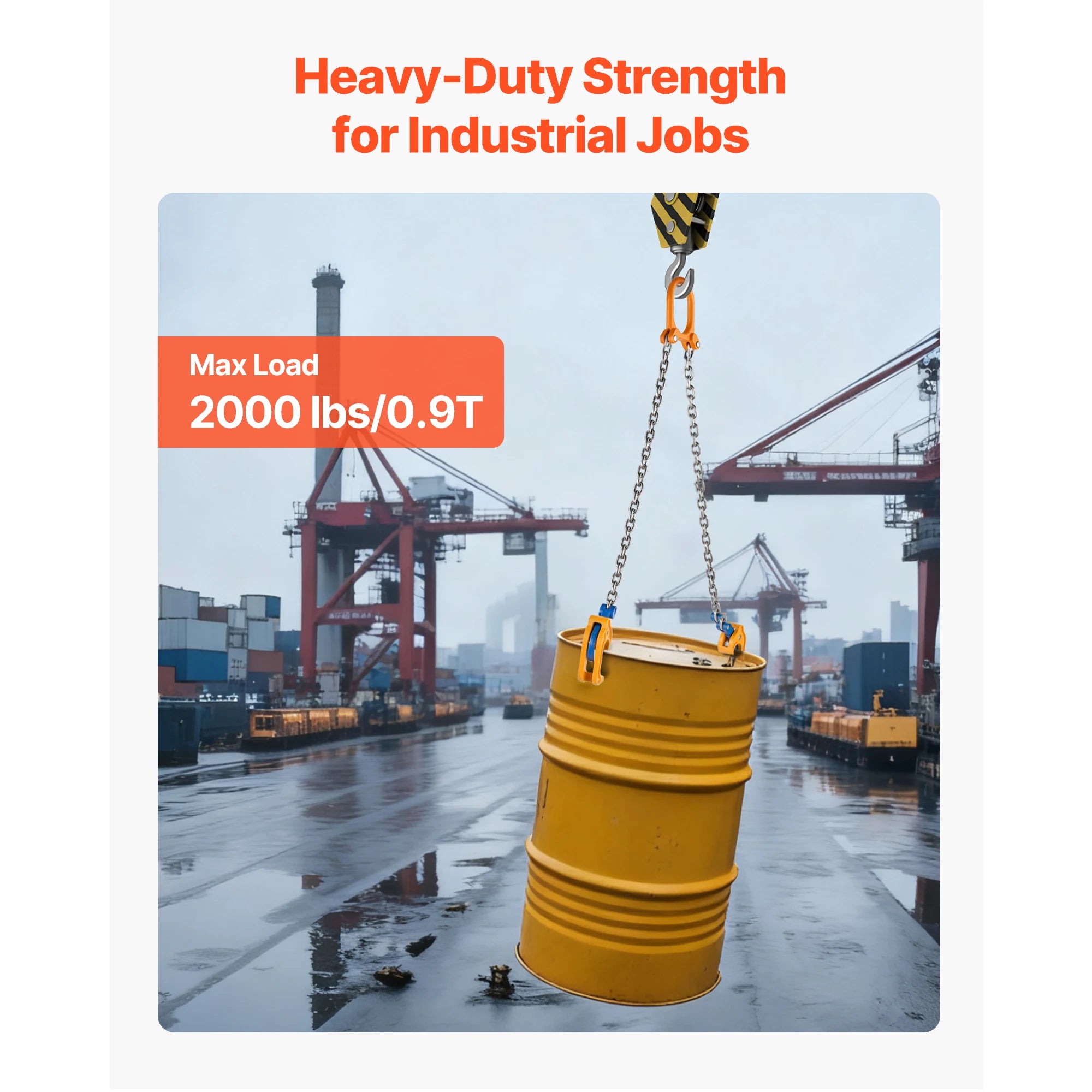 2000–2200 lbs Drum Lifting Chain Sling with Secure Hooks