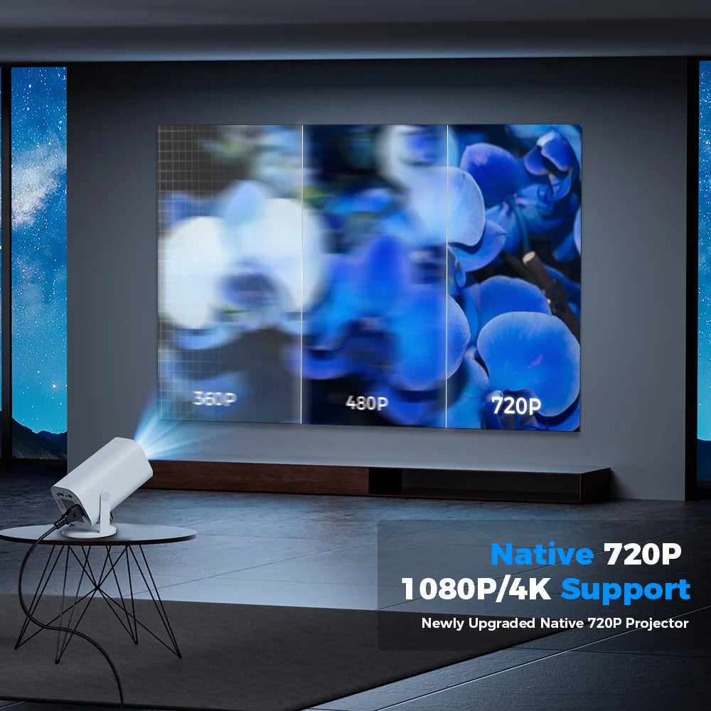 Mini proiettore intelligente 4K con Android 12 e design rotante
